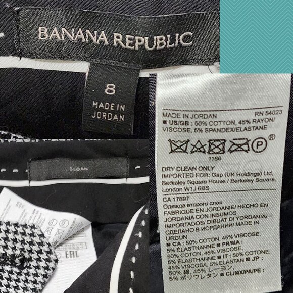 Banana Republic Houndstooth Stretch Mid Rise Slim Leg Sloan Ankle Pants - Picture 5 of 5